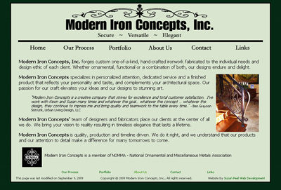 Modern Iron Concepts Website images